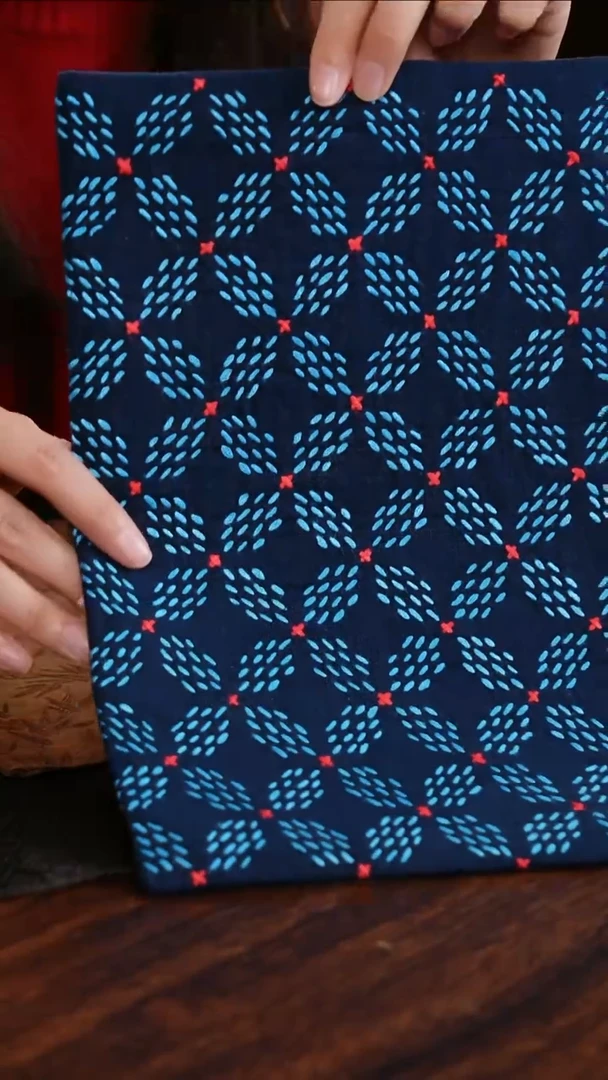 【闪购商品】织绣七宝纹小茶席长藏青色