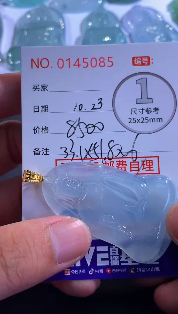 颈饰18K金镶嵌翡翠卢***水！