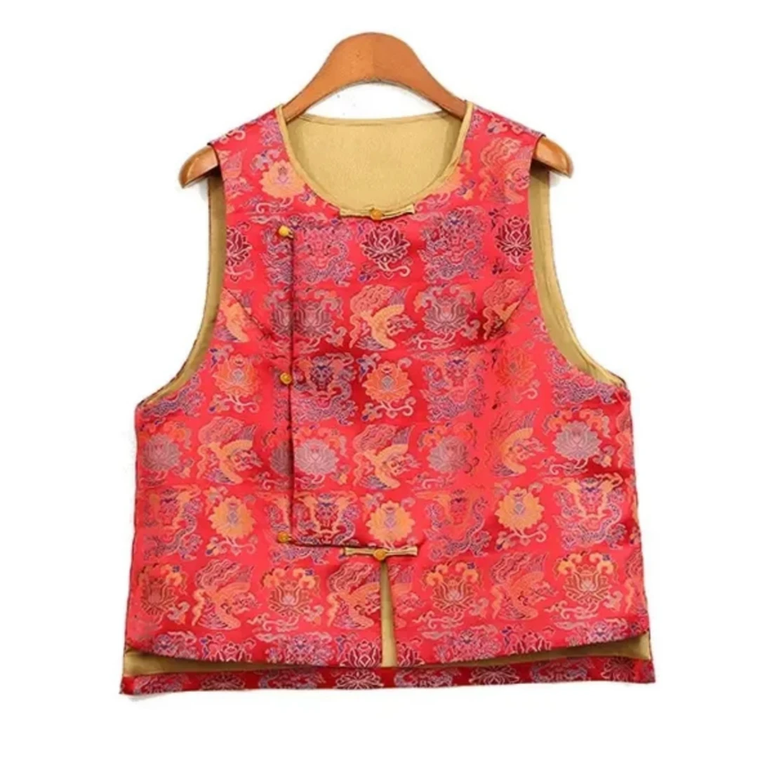 九儿家桑蚕丝宋锦龙凤马甲12368