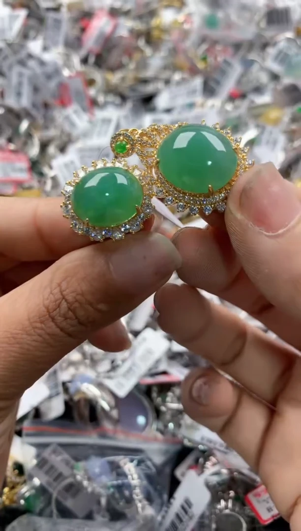 银S925镶嵌戒指翡翠12     9