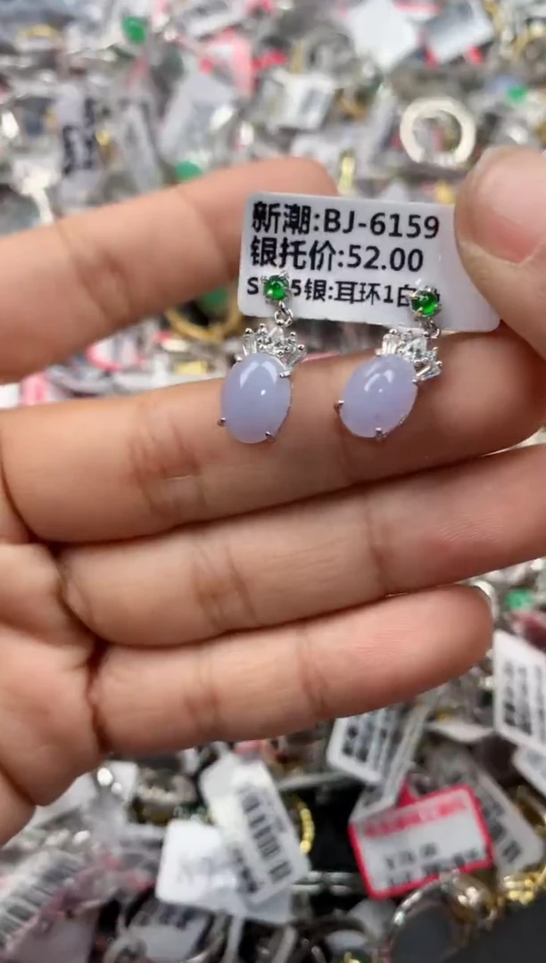 银S925镶嵌戒指翡翠10-10-10        2