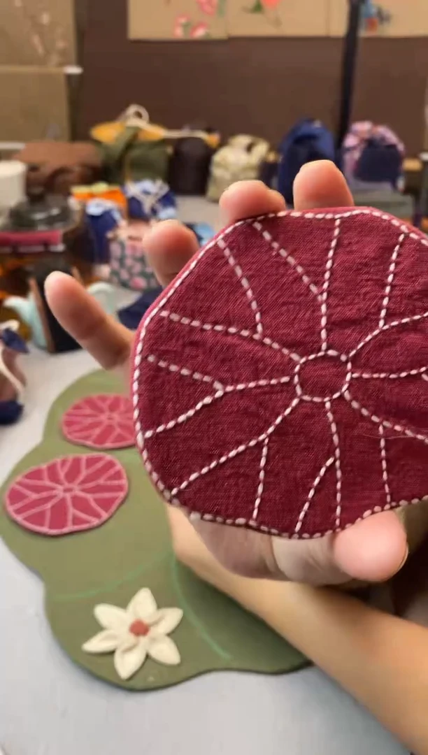 荷叶杯垫1片装（红色）