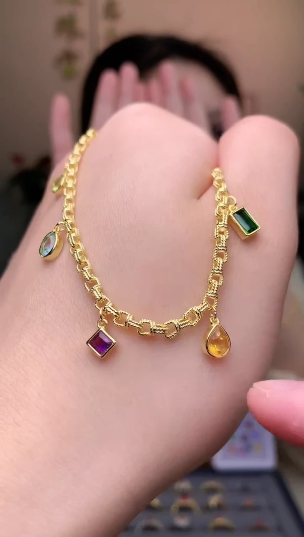 【闪购商品】水晶手链银S925镶嵌多宝手链