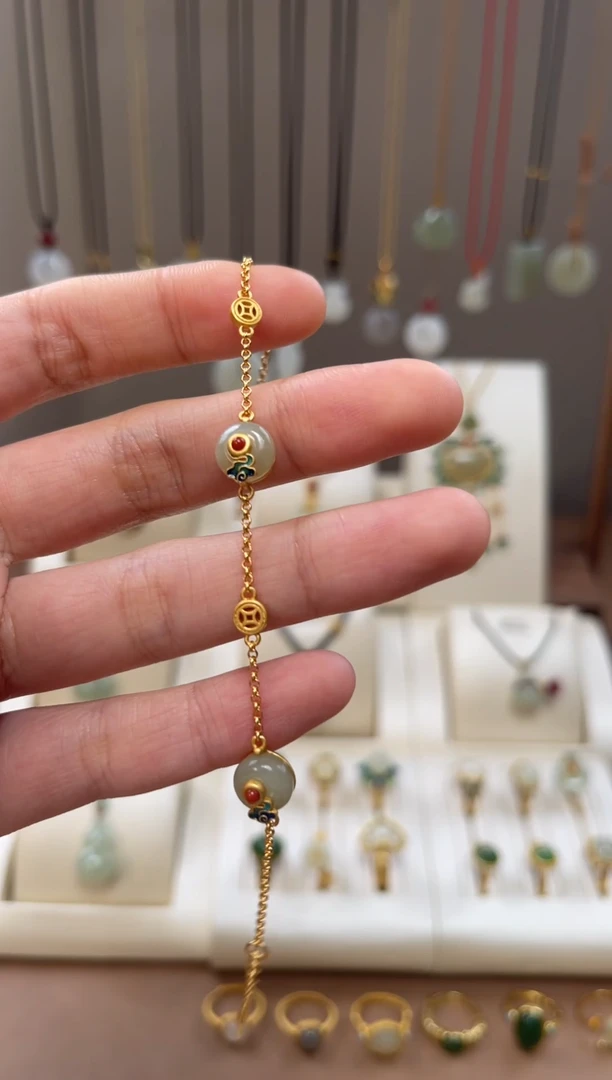 颈饰银S925镶嵌和田玉和田玉手链