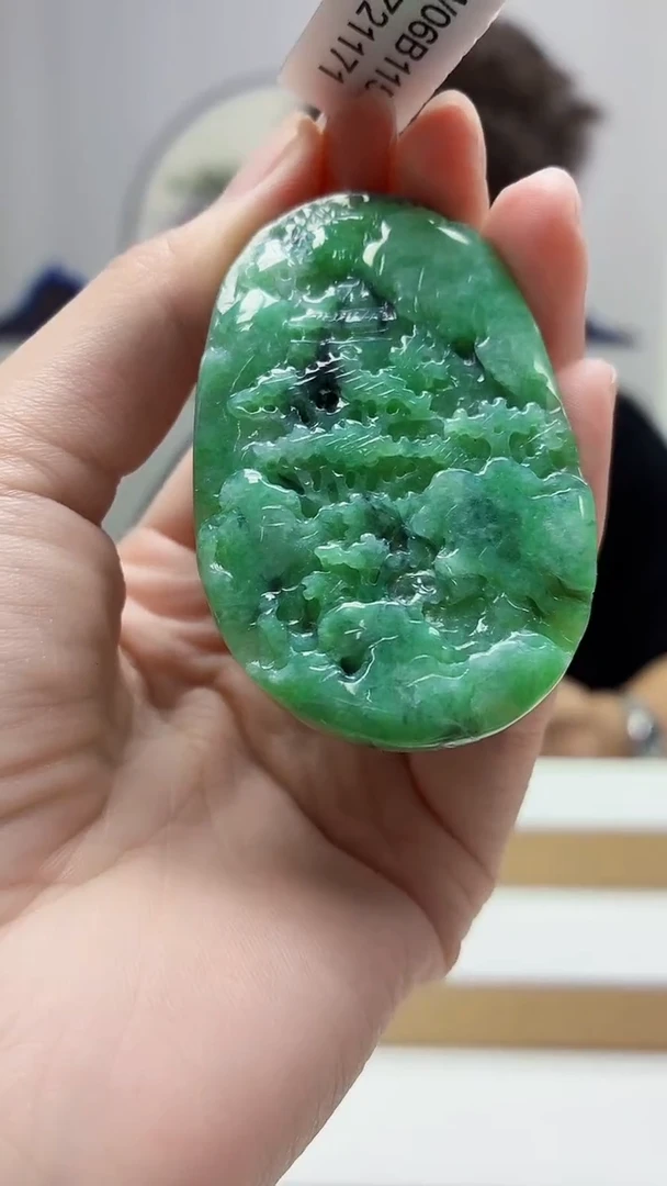 未镶嵌定制翡翠4688zm-毛货挂件36山水