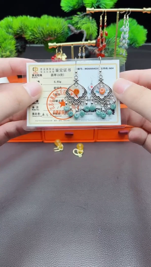 翡翠银S925镶嵌耳饰432