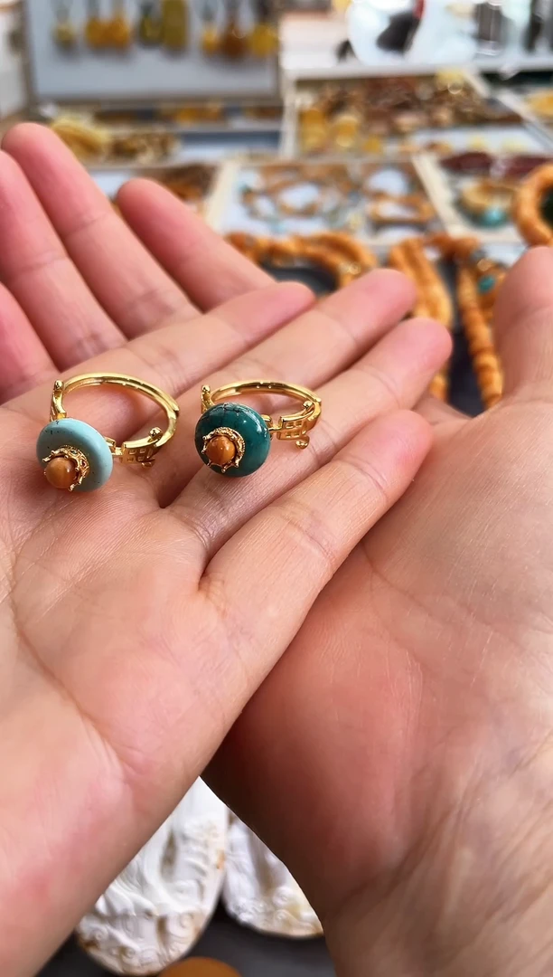 【闪购商品】琥珀戒指未镶嵌戒指多样发其一