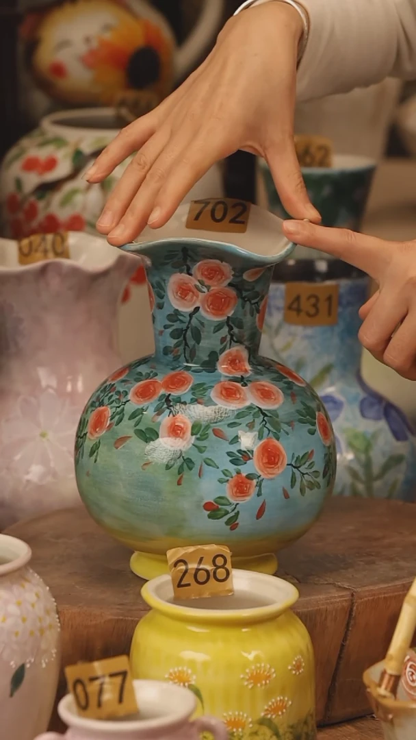 陶瓷景德镇设计师手作花器摆件侘寂风@M702@