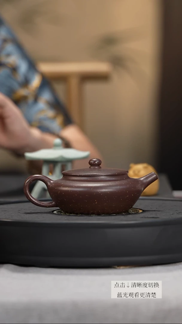 茶壶紫砂紫泥天星扁晨壶手工