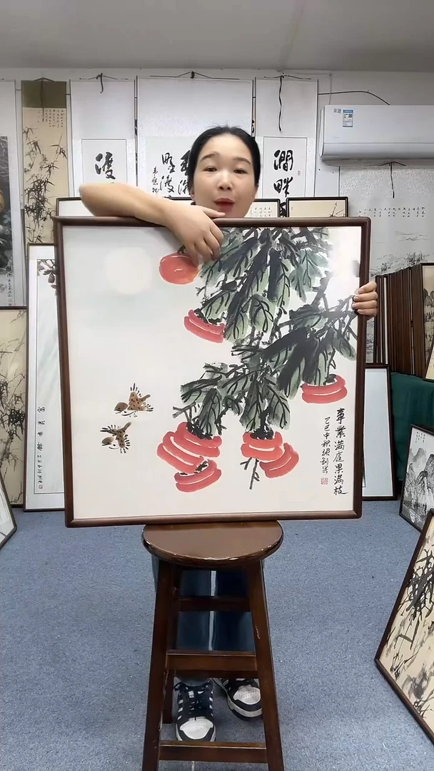 国画70*70实木画框京东包邮手绘