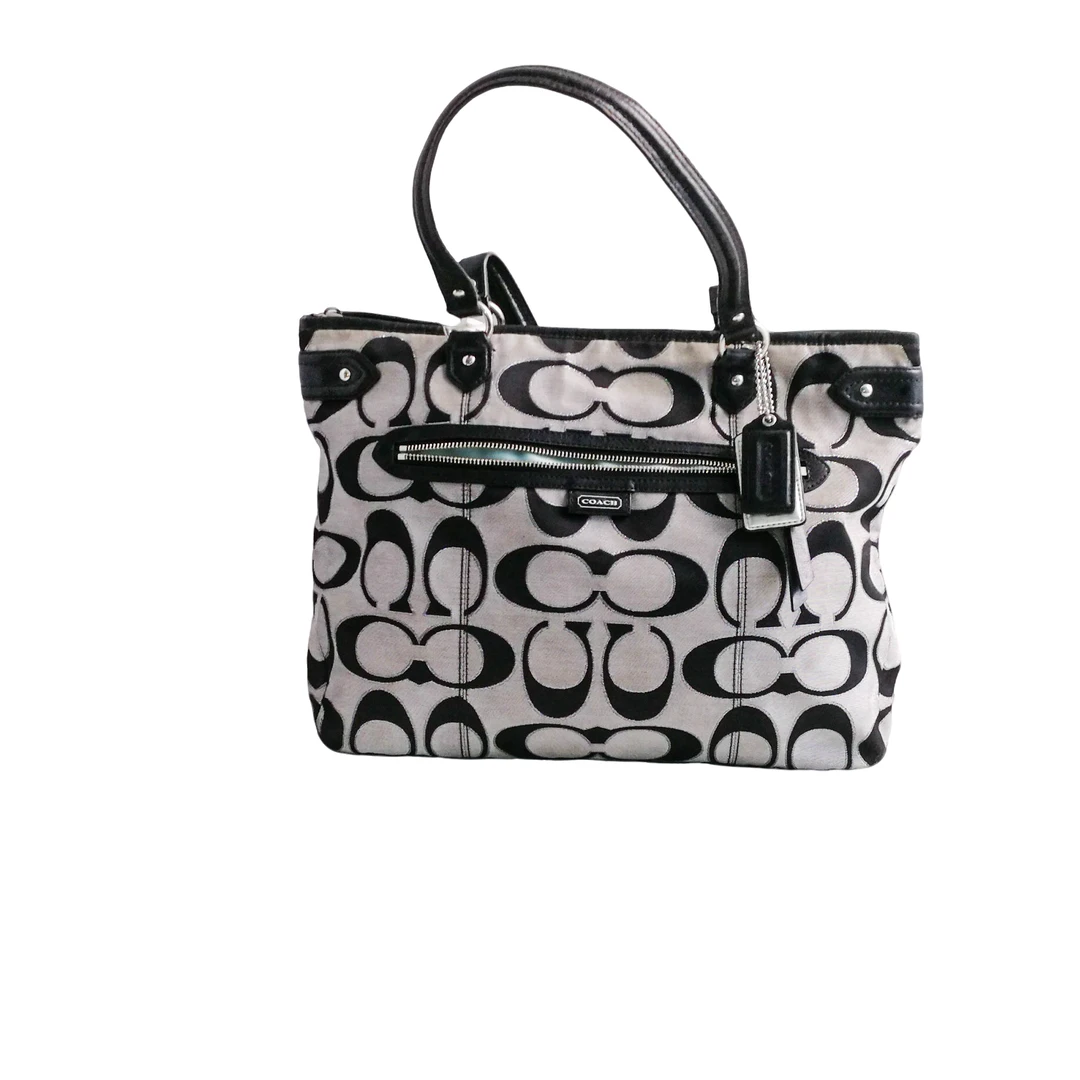 95新 COACH/蔻驰 coach  黑色老花托特包  a011956