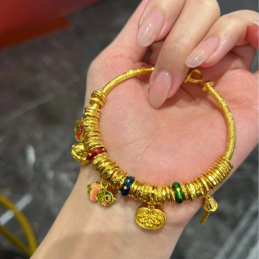 【新美源】足金999 古法工艺 锦鲤盘缠镯77.66克