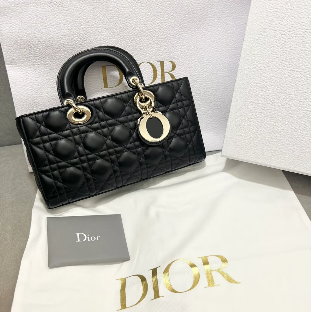 99新 DIOR/迪奥 Dior新款戴妃横版小号黑金时尚百搭包/DC