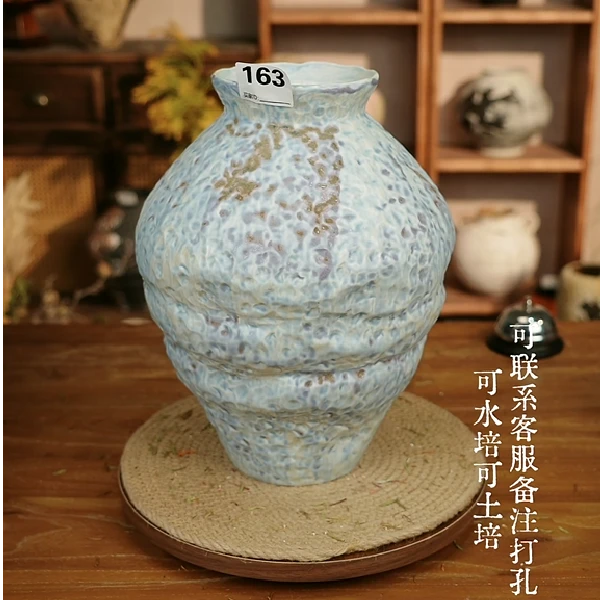 163景德镇手工陶瓷花瓶花器摆件高31cm口径10cm