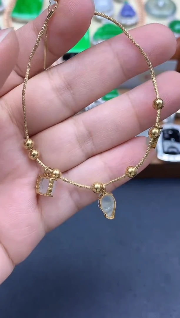 18K金镶嵌手链翡翠155-中国好珍宝