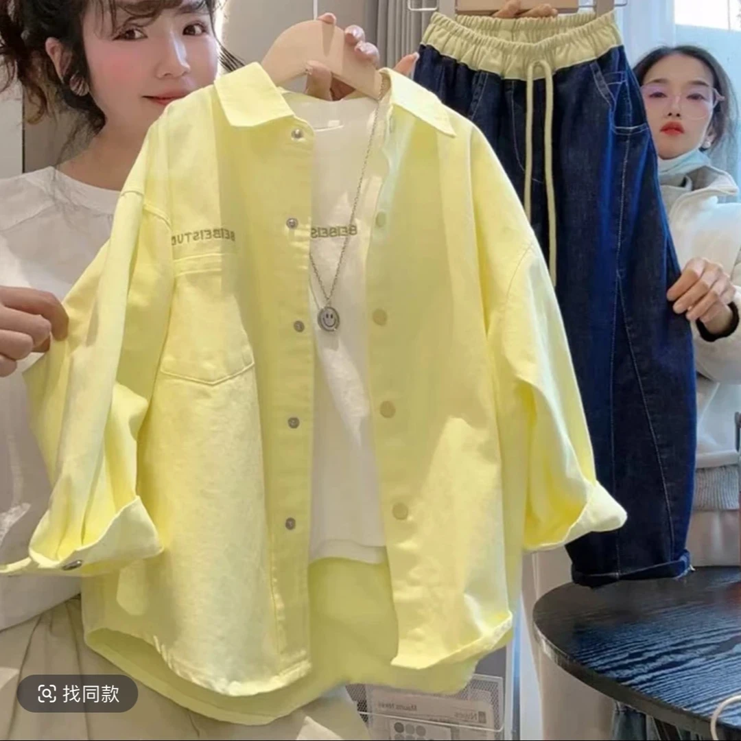 【芝士奶黄】儿童春季衬衫长袖春秋2025新款中大童洋气时髦春装