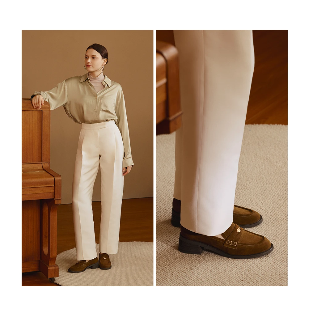 73Hours风笛乐章棕色金币扣厚底马衔扣乐福鞋女