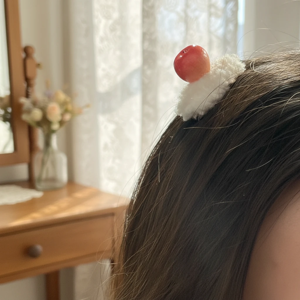 秋冬韩式软乎乎毛绒苹果发夹女新款甜美可爱精致小苹果刘海夹头饰