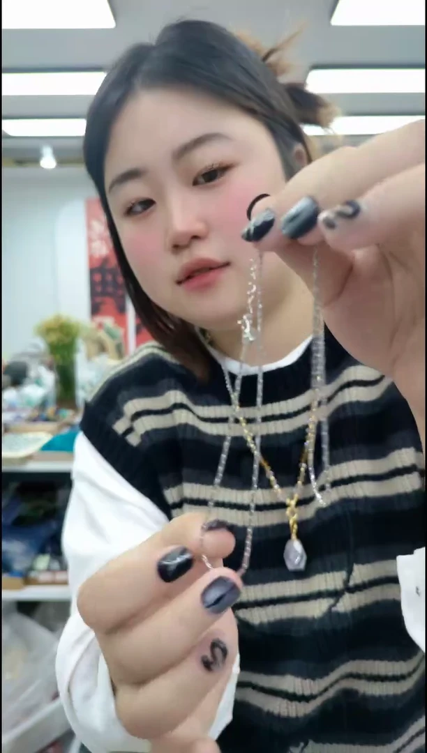【闪购商品】玛瑙/玉髓合金颈饰1422白金色龙骨链