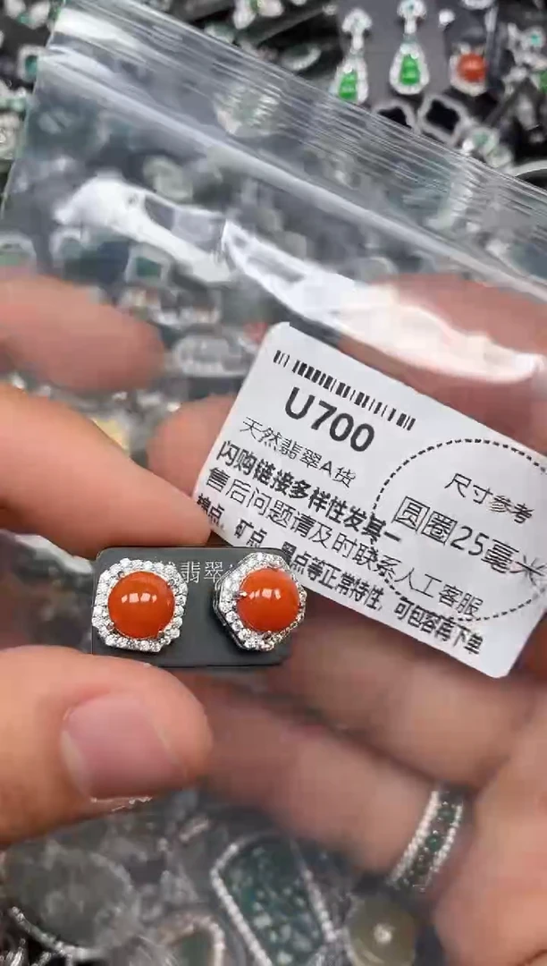 翡翠未镶嵌颈饰U700耳钉