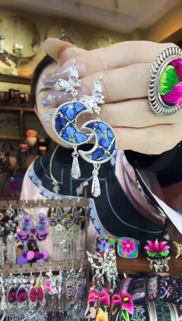 刺绣非遗刺绣民族风耳环