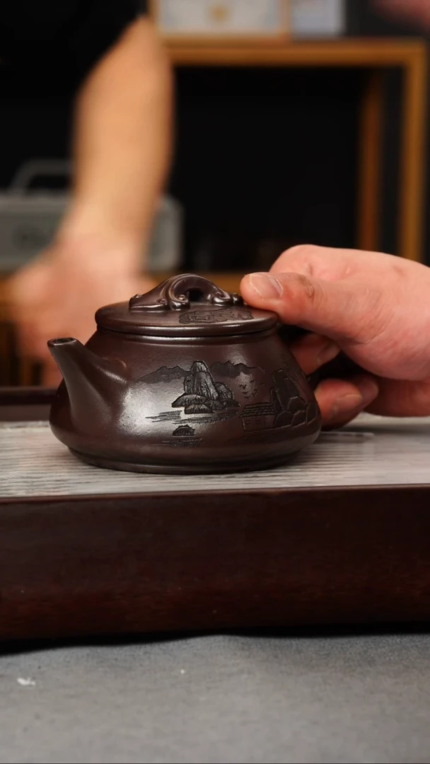 【闪购商品】紫砂茶壶石红 剑流石瓢 观山