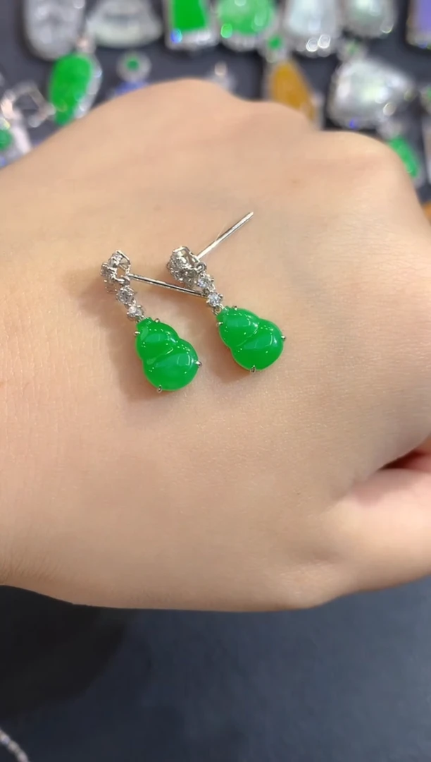 颈饰18K金镶嵌翡翠45-耳饰