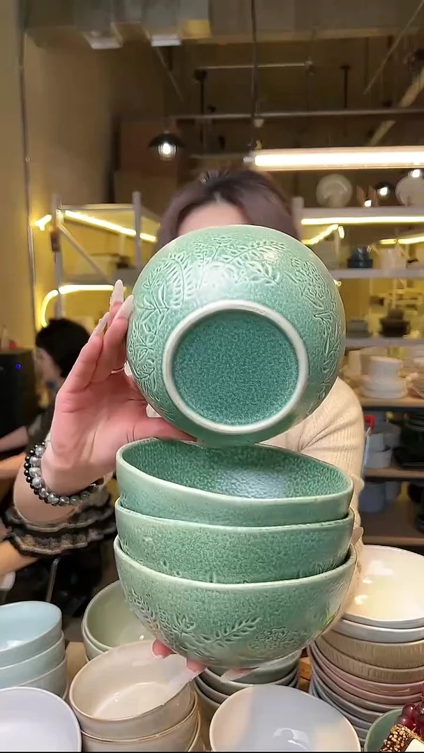 瓷41外贸尾货高温釉下彩陶瓷餐具默认微瑕