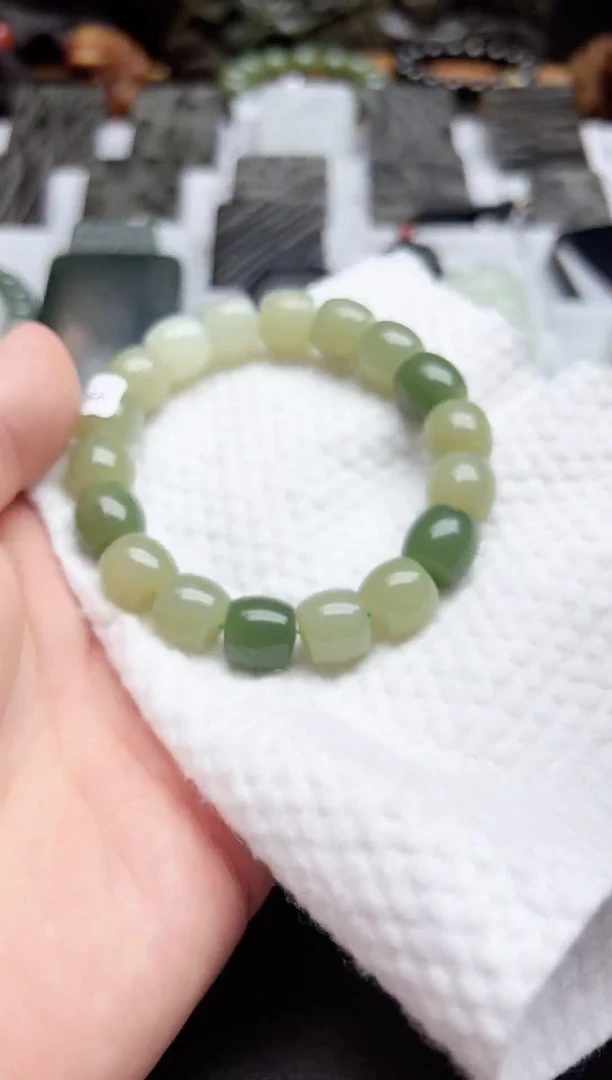 未镶嵌手链和田玉卡12直切多宝手串