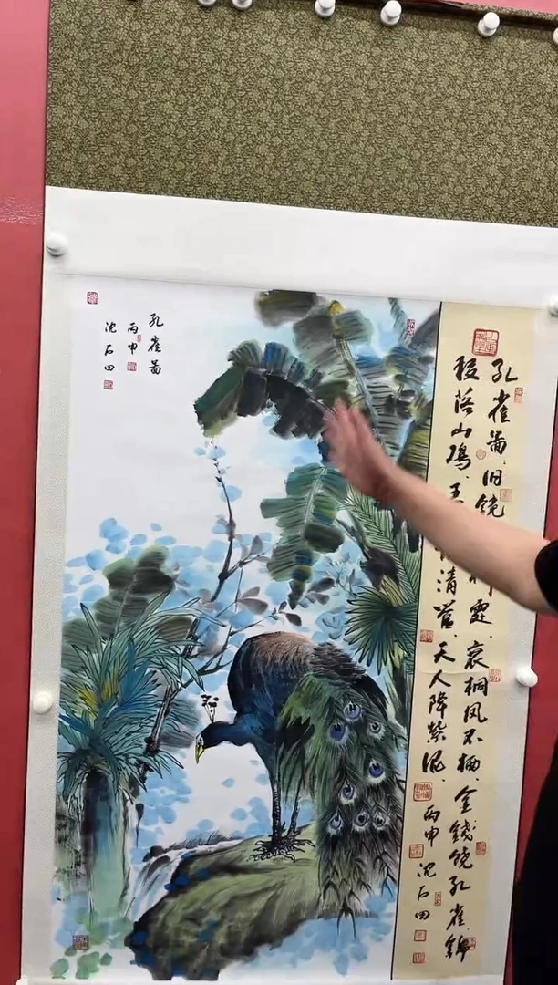 国画沈石田-8平尺-花鸟-卷轴