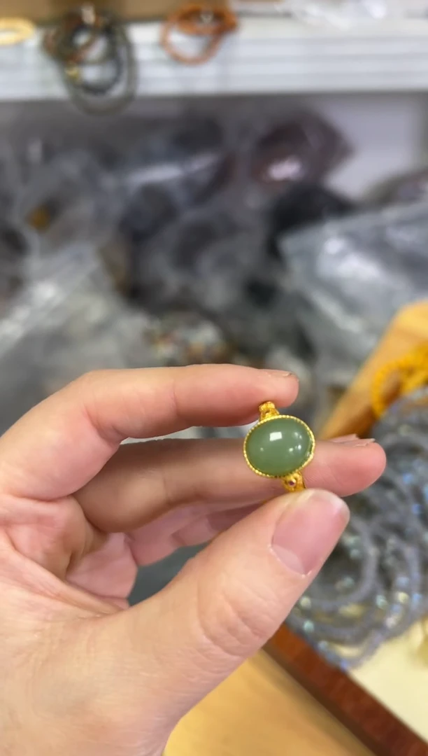 【闪购商品】和田玉戒指银S925镶嵌和田玉蛋面银戒指[561]