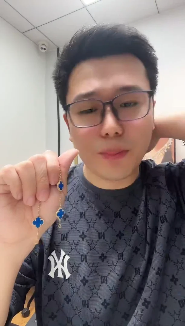 18K金镶嵌手链玛瑙/玉髓刘**^蓝色k黄，五花手链