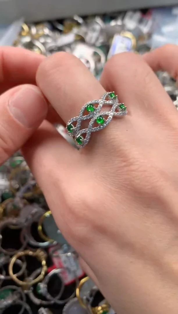 银S925镶嵌戒指翡翠333   4