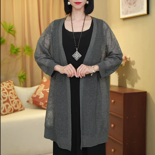 2051【天丝/设计款】2025夏季新款镂空冰丝开衫空调衫薄款防晒外衣