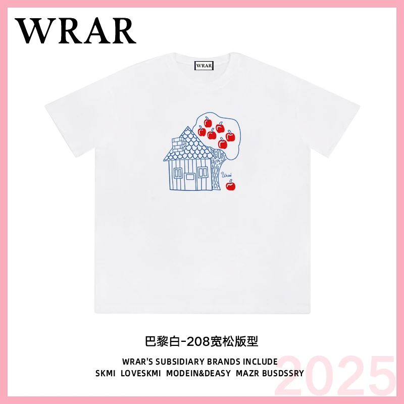 【苹果小屋】新品潮流夏季透气宽松T恤白色休闲情侣春夏个性印花