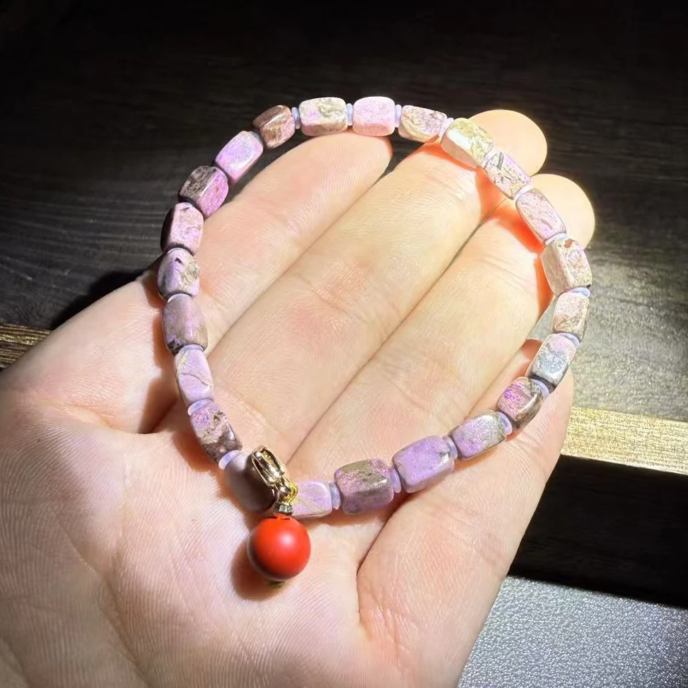 【皇后甄选】C101801 含辰砂粉色随形手串-多样性发单-