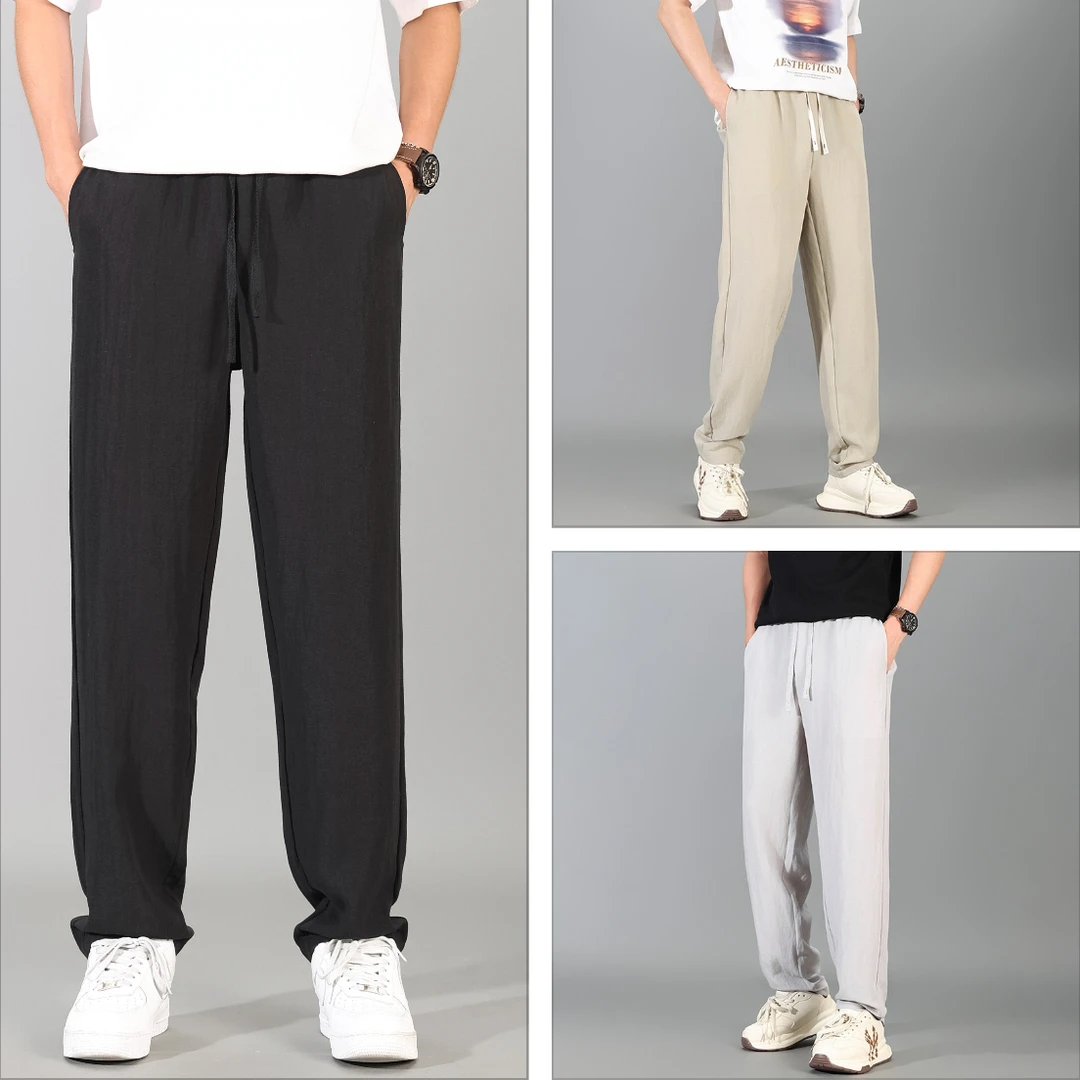 【崔万志工厂】2025夏季男士休闲裤天丝亚麻男装长裤薄款透气棉麻裤