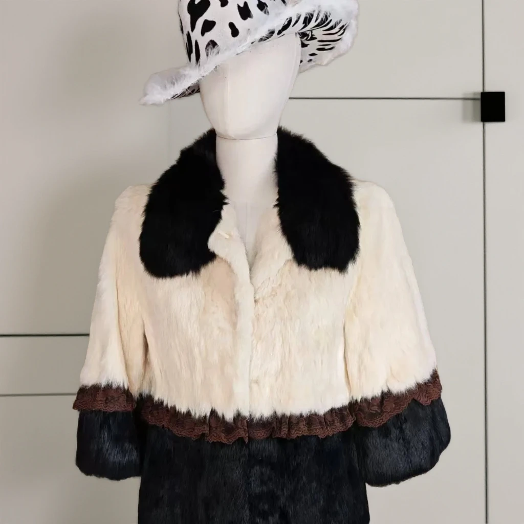 进口獭兔绒短版本色皮草服装