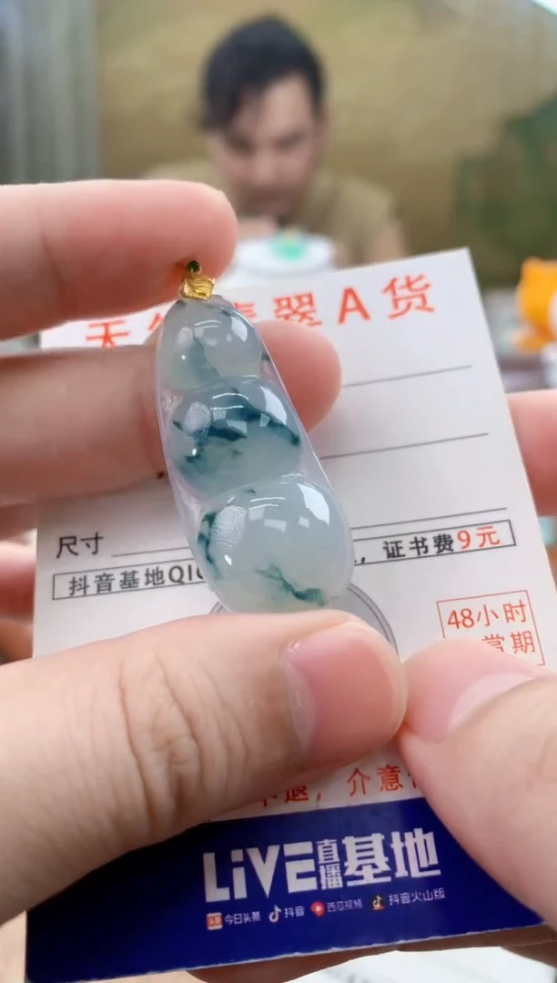 颈饰18K金镶嵌翡翠天然A货翡翠挂件