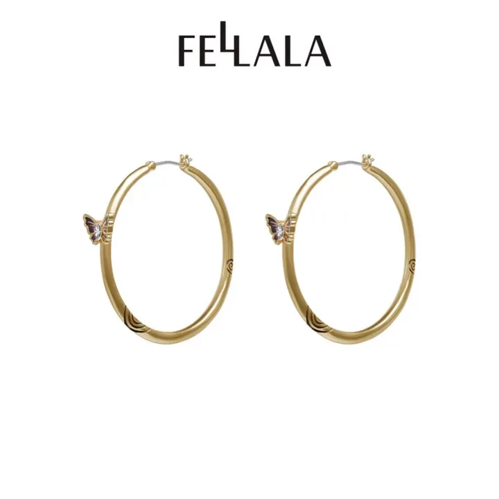 Fellala/翡拉拉「化蝶」系列烟熏紫大耳圈浪漫