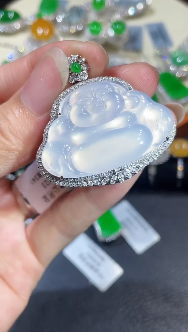 翡翠18K金镶嵌吊坠(不含链)佛