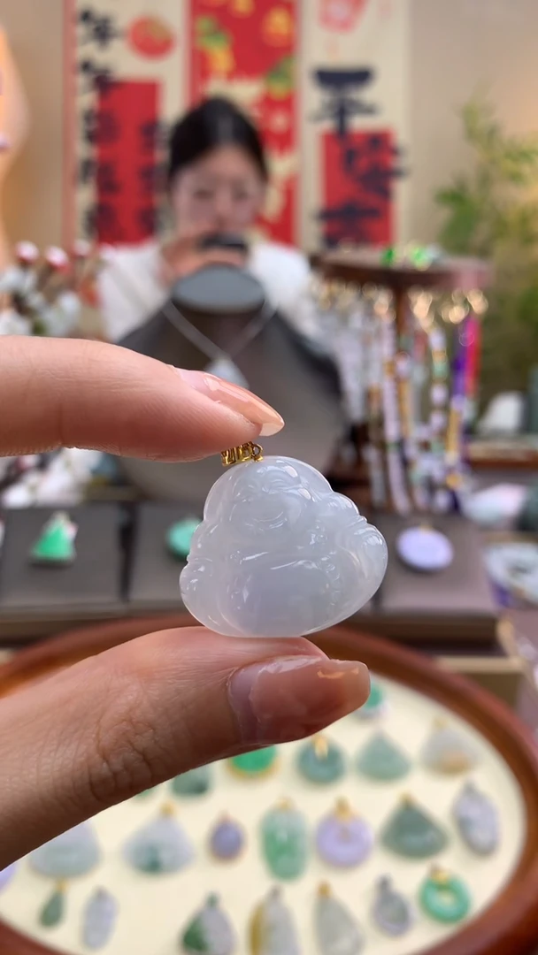 【闪购商品】翡翠颈饰18K金镶嵌佛公