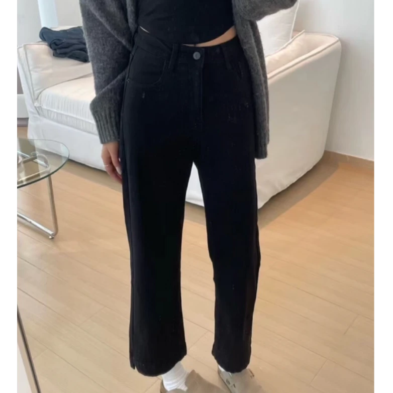 【南油玲姐】黑色加绒新款牛仔裤89606