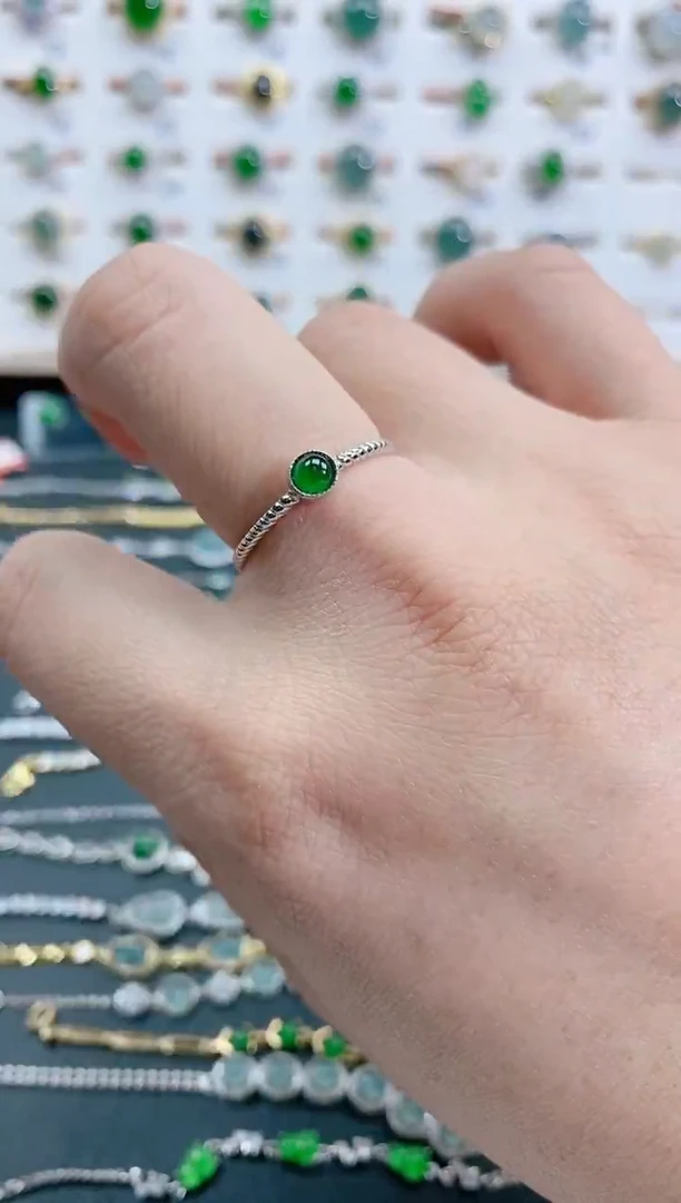 银S925镶嵌戒指翡翠天然翡翠