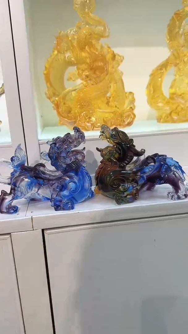 手工艺品琉璃貔貅一对