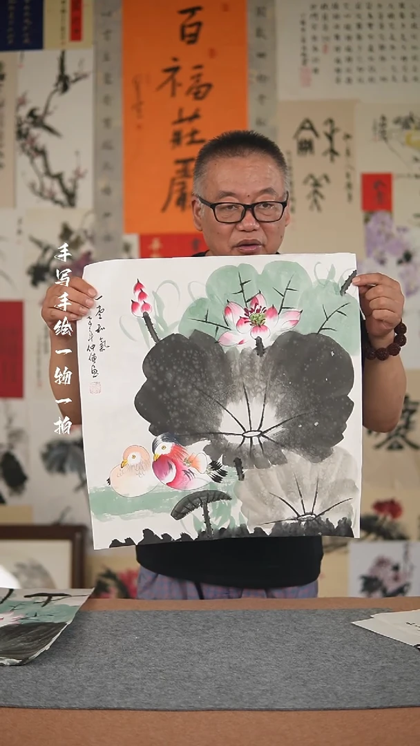 国画手绘-50*50软片花鸟