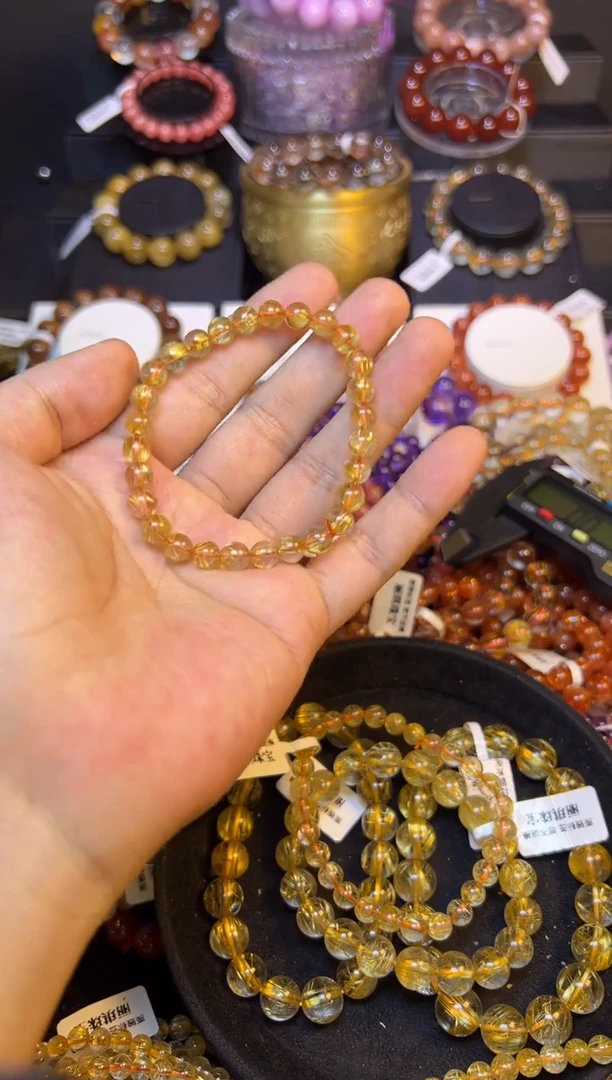 未镶嵌手串水晶金发晶6mm+