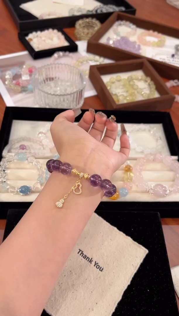 【闪购商品】水晶手链合金紫水晶手链x1501