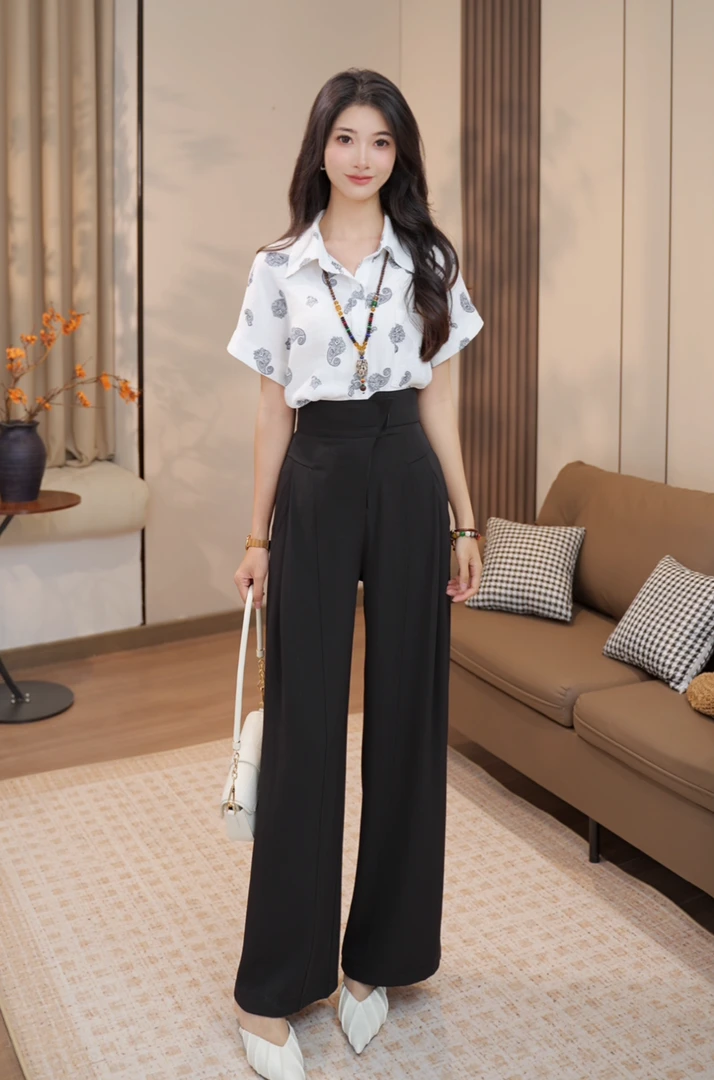 【粤粤】2025夏季新款上衣小衫女夏日轻薄出游百搭碎花衬衣