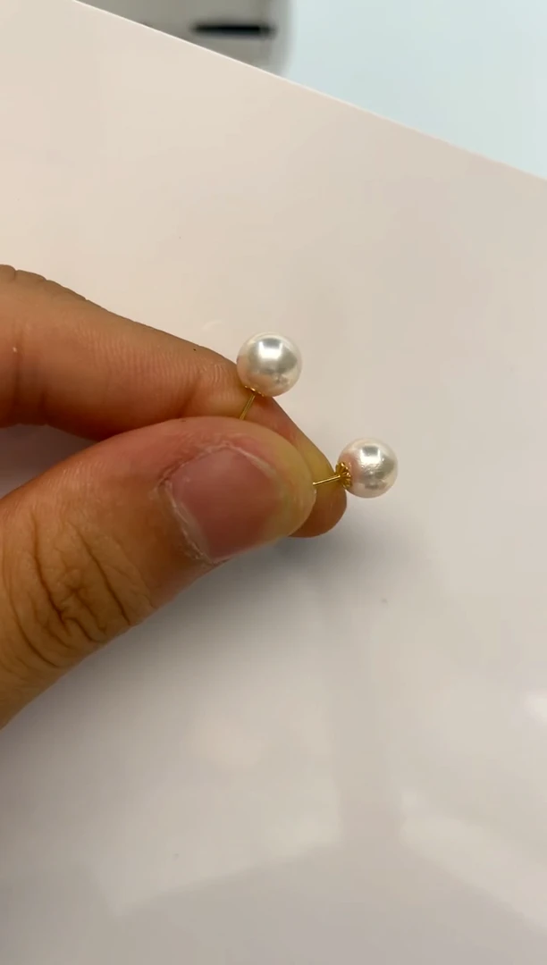 18K金镶嵌耳饰海水珍珠7-8
